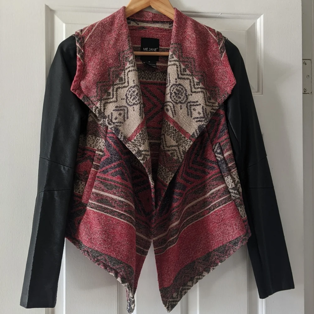 {Me Jane} Fabric and Faux Leather Jacket - Picture 1 of 9